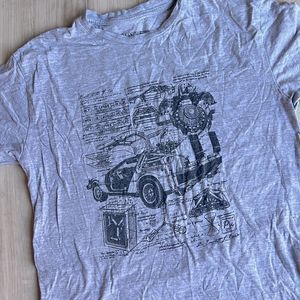 Back To The Future DeLorean Diagram Graphic Tee Tshirt Shirt Size Large Youth